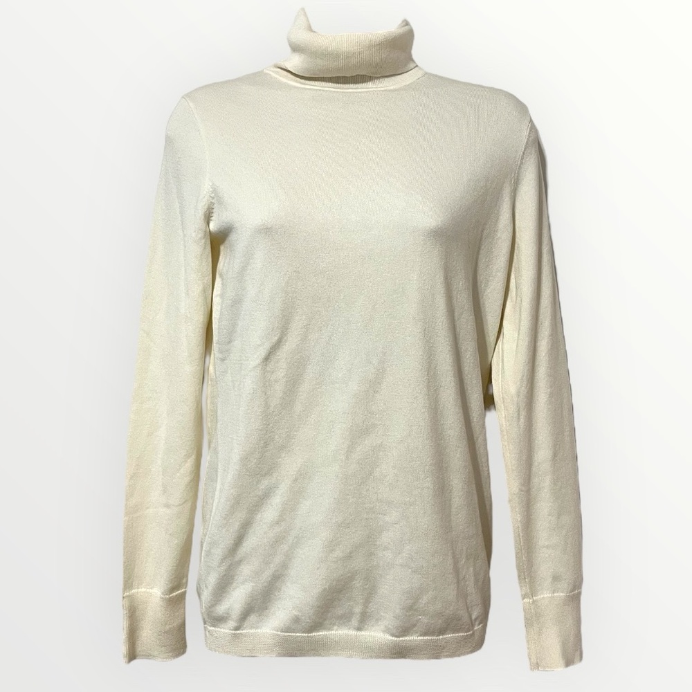 Talbots Perfect Turtleneck Long Sleeve Pullover Sweater Minimalist Cream NEW